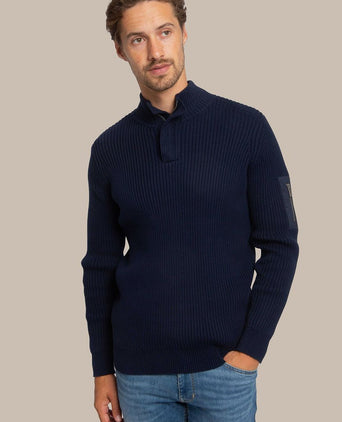 Mou halve rits trui donkerblauw