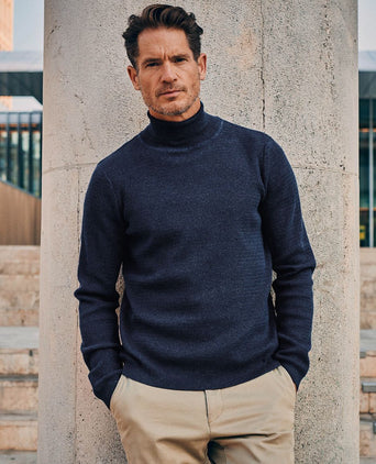 Suitable coltrui structure melange donkerblauw | Regular-fit