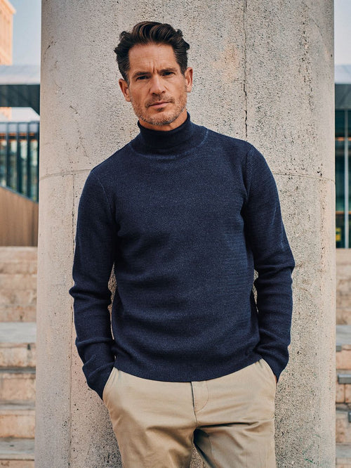 Suitable coltrui structure melange donkerblauw | Regular-fit