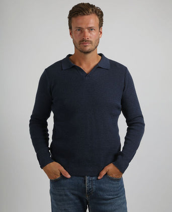 Trui riva structure melange donkerblauw