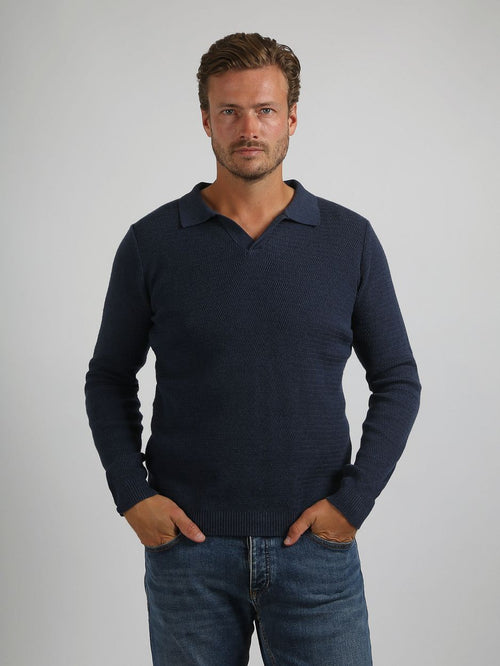 Trui riva structure melange donkerblauw
