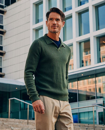 Suitable trui riva structure melange groen | Regular-fit