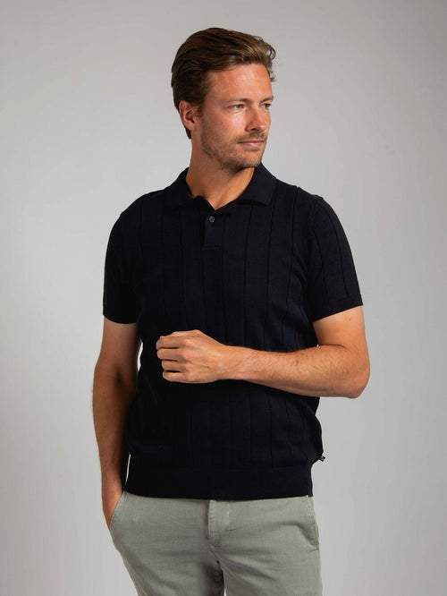 Respect polo drop needle donkerblauw