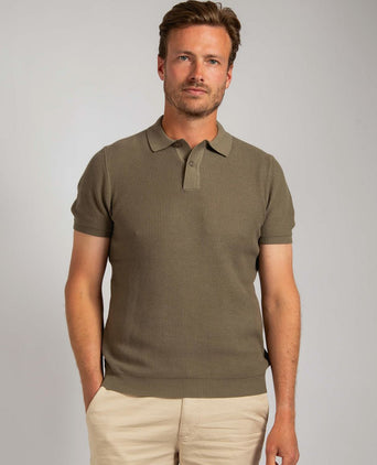 Respect polo structure knit olijfgroen