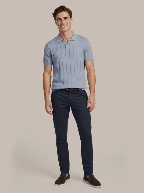 Respect polo drop needle staal blauw