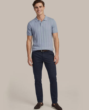Respect polo drop needle staal blauw