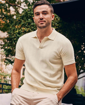 Knitted polo riva harring ecru