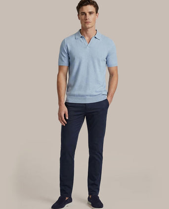 Knitted polo riva harring lichtblauw