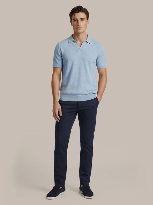 Knitted polo riva harring lichtblauw
