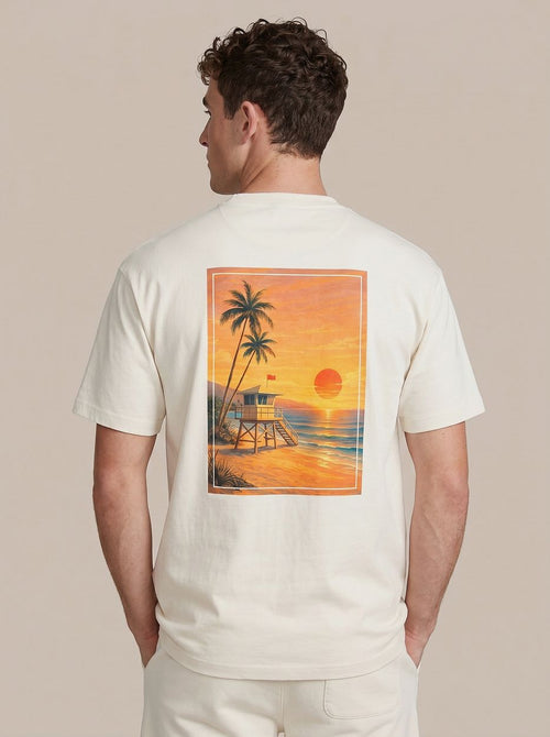 Rink t-shirt backprint heavy jersey ecru