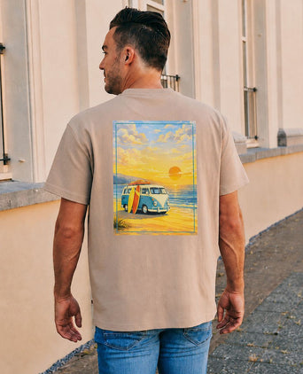 Rink t-shirt backprint heavy jersey taupe