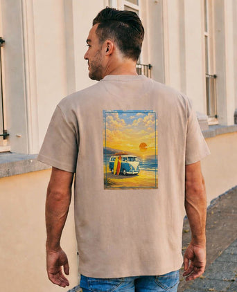 Rink t-shirt backprint heavy jersey taupe