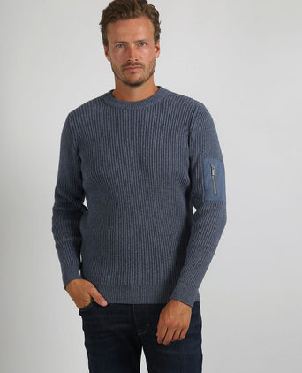 Suitable mou trui melange blauw | Slim-fit