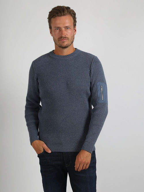 Suitable mou trui melange blauw | Slim-fit