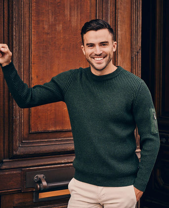 Suitable mou trui donkergroen | Slim-fit