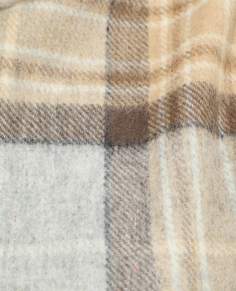 Suitable sjaal ruit merino wol beige grijs
