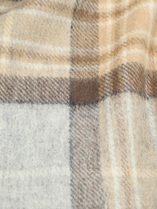 Sjaal ruit merino wol beige grijs