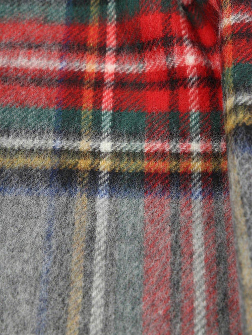 Sjaal ruit merino wol grijs multicolour