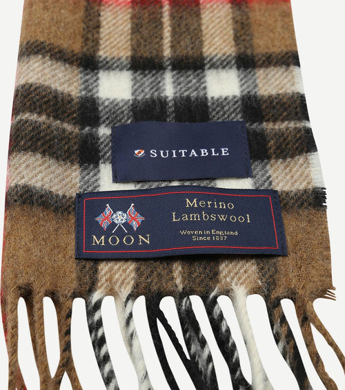 Sjaal ruit merino wol beige