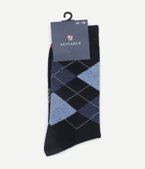 Suitable sokken argyle donkerblauw