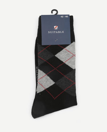 Suitable sokken argyle zwart