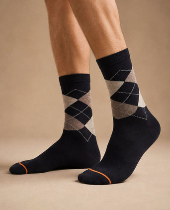 Sokken argyle donkerblauw