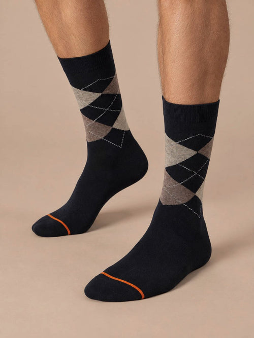 Sokken argyle donkerblauw