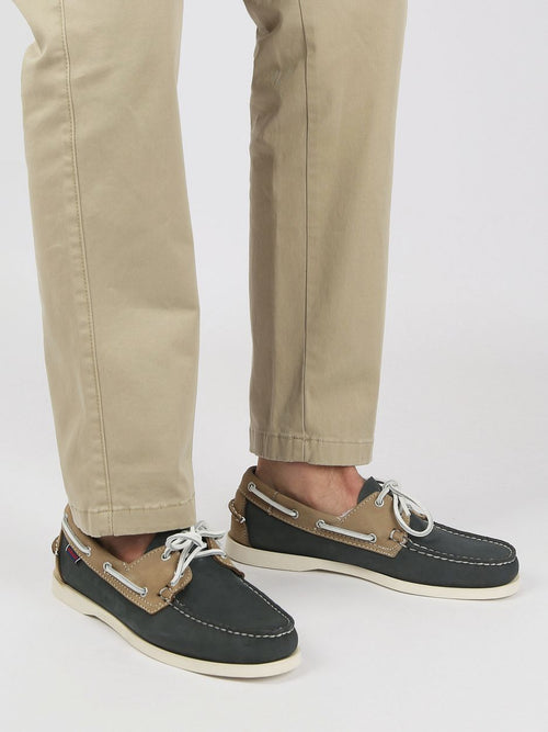 Sebago bootschoenen docksides portland donkerblauw beige