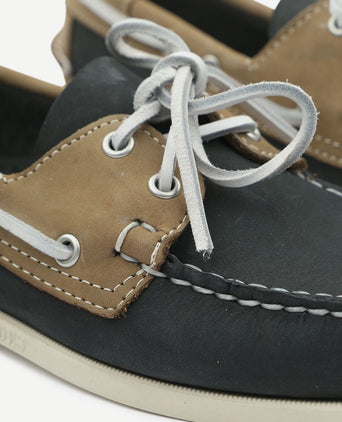 Sebago bootschoenen docksides portland donkerblauw beige
