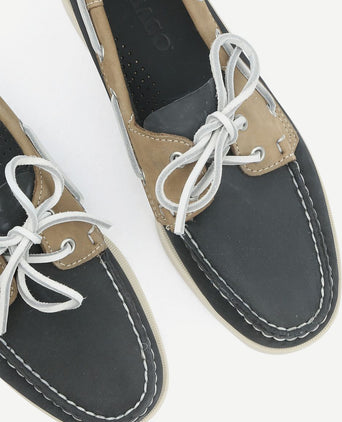 Sebago bootschoenen docksides portland donkerblauw beige