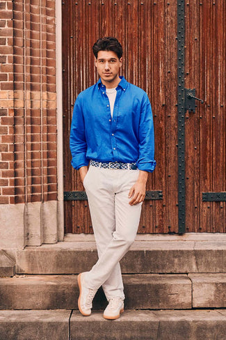 Overhemd linen cotton cobalt Overhemd linen cotton cobalt