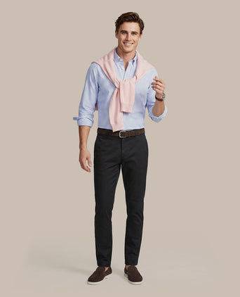 Overhemd linen cotton streep blauw