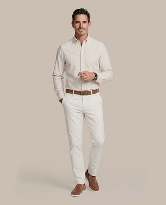 Overhemd linen cotton streep sand