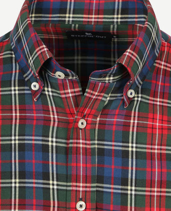Steppin' Out overhemd flanel checks rood | Slim-fit