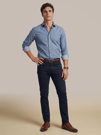 Steppin' Out overhemd flanel pepita blauw | Slim-fit Steppin' Out overhemd flanel pepita blauw | Slim-fit