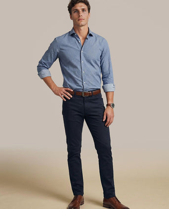 Steppin' Out overhemd flanel pepita blauw | Slim-fit