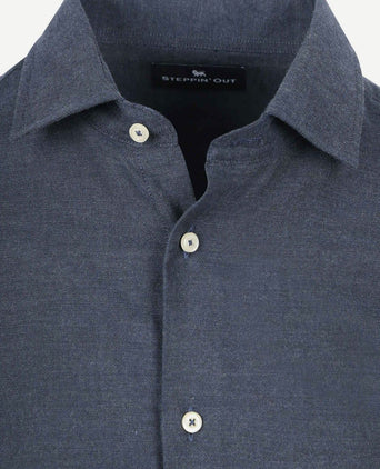 Steppin' Out overhemd flanel donkerblauw | Slim-fit