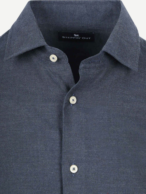 Steppin' Out overhemd flanel donkerblauw | Slim-fit