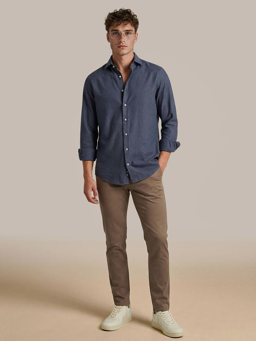 Overhemd flanel donkerblauw