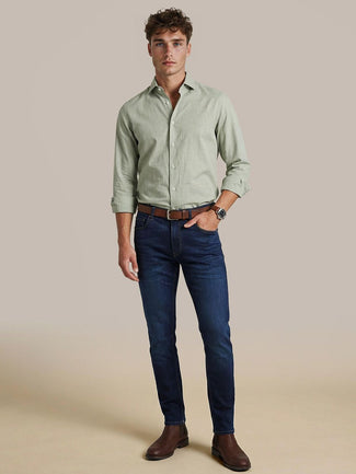 Steppin' Out overhemd flanel pepita groen | Slim-fit Steppin' Out overhemd flanel pepita groen | Slim-fit