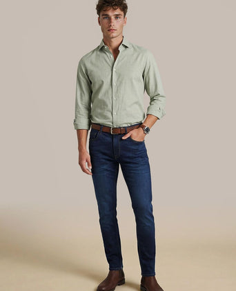 Steppin' Out overhemd flanel pepita groen | Slim-fit