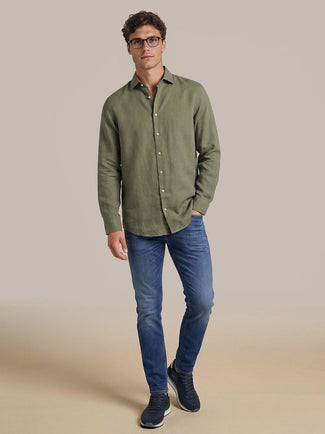 Steppin' Out overhemd flanel olive | Slim-fit Steppin' Out overhemd flanel olive | Slim-fit