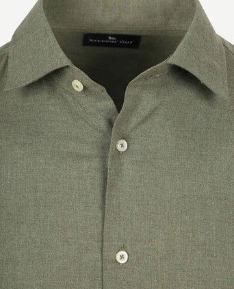 Steppin' Out overhemd flanel olive | Slim-fit