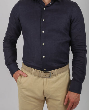 Overhemd linnen donkerblauw