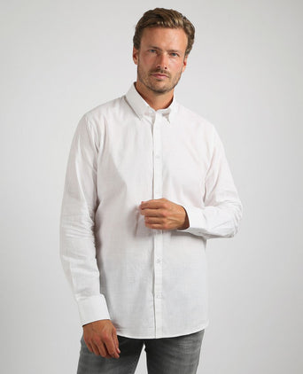 Overhemd cotton slub wit