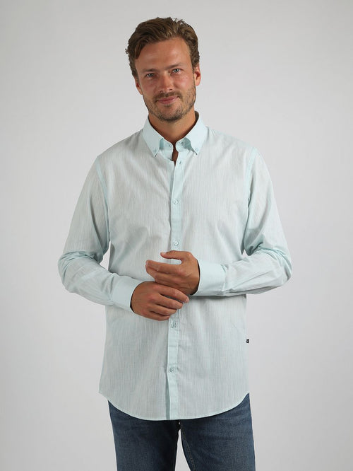 Overhemd cotton slub lichtgroen