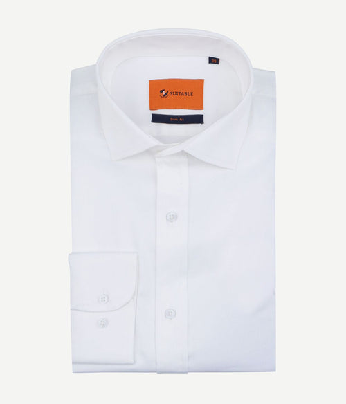 Suitable satin overhemd wit | Slim-fit