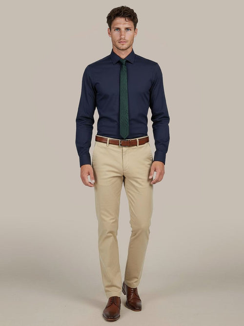Twill overhemd donkerblauw