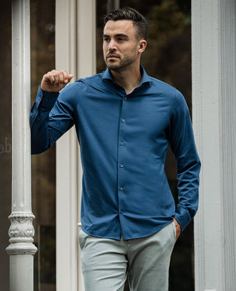 Suitable sorona overhemd denim blauw | Slim-fit