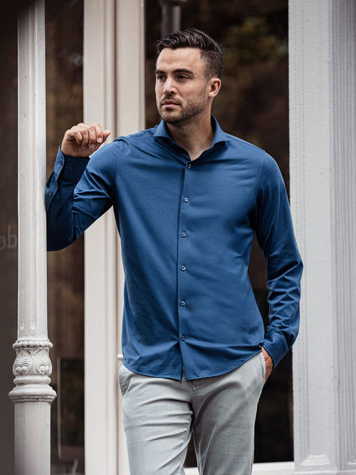 Suitable sorona overhemd denim blauw | Slim-fit